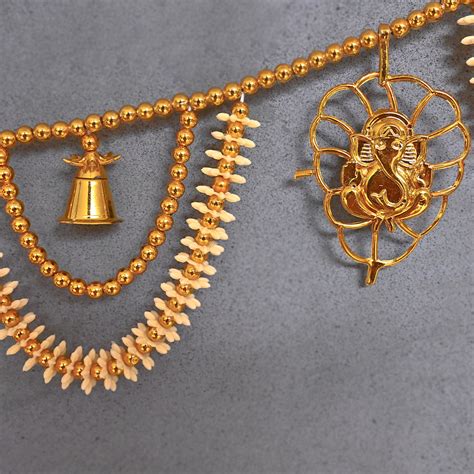 Decorative Hand-Woven Flower Toran with Bell and Lord Ganesha – DecorTwist