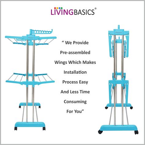 LIVINGBASICS Cloth Drying Stand Rust-Free Stainless Steel & ABS 2 Laye