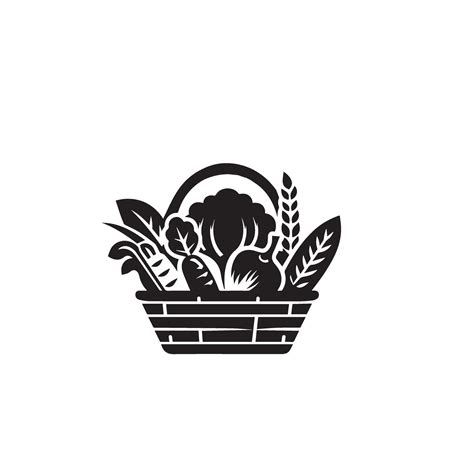 Vegetable with basket silhouette. Vegetable logo, vegetable ...