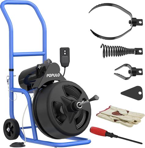 POPULO 75 FT × 3/8" Drain Cleaner Machine, Electric Drain Auger Drain ...