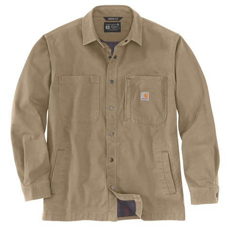 Carhartt Rugged Flex Relaxed fit Canvas Fleece Lined Snap-Front Shirt ...