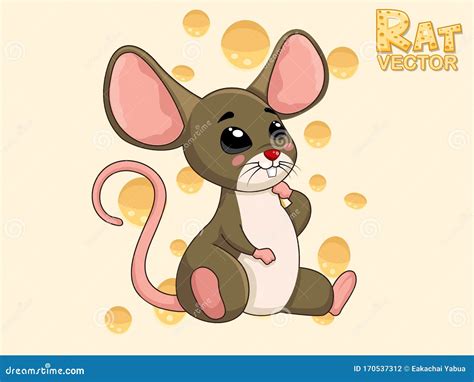 Cute Cartoon Rat Characters. Vector Art Illustration with Happy Animal ...