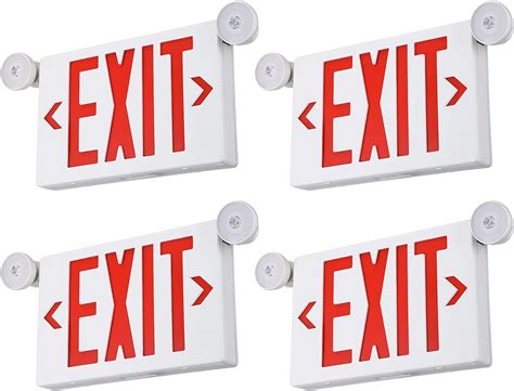 VEVOR LED Exit Sign with Emergency Lights, Two LED Adjustable Heads ...