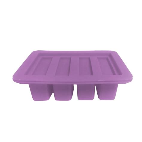 Silicone Butter Molds with Lids - 4 Cavity Non-Stick Rectangle Trays ...