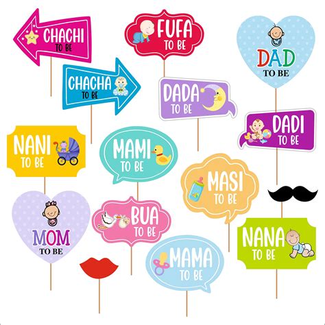 Party Baazaar Baby Shower Sticks Propz for Photoshoot 15Pcs | Mom Dad ...