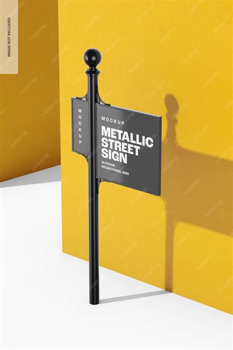 Premium PSD | Metallic street sign mockup, perspective