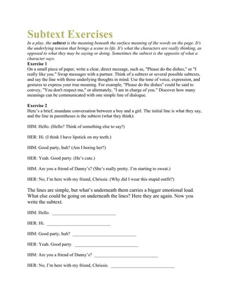 Image result for Example of Subtext Plays