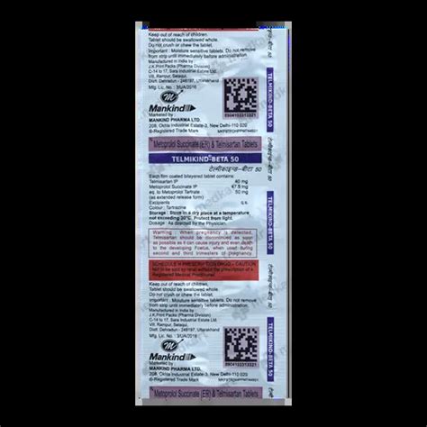 TELMIKIND BETA 50MG TABLET 10'S Price, Uses, Side Effects & Substitutes ...