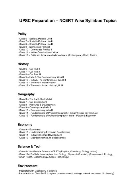 UPSC Preparation: NCERT Syllabus Overview for Polity, History ...