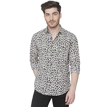 MUFTI White & Khaki Animal Print Full Sleeves Shirt : Amazon.in ...