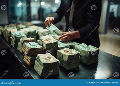 Bank Professionals Handling Large Amounts of Money, Counting Banknotes ...