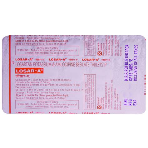 Losar-A Tablet 15's Price, Uses, Side Effects, Composition - Apollo ...