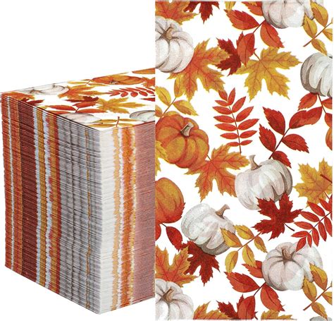 Amazon.com: 50 Pcs Fall Guest Napkins Maple Leaves Paper Dinner Napkins ...