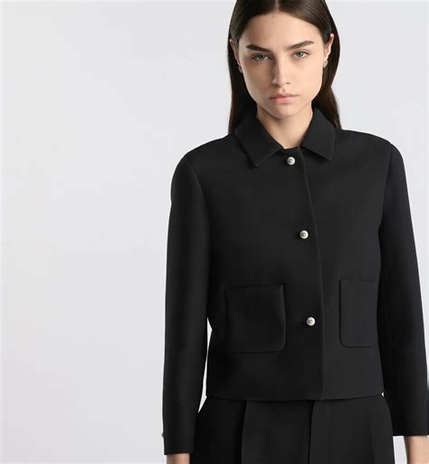 Cropped Jacket Black Wool and Silk | DIOR