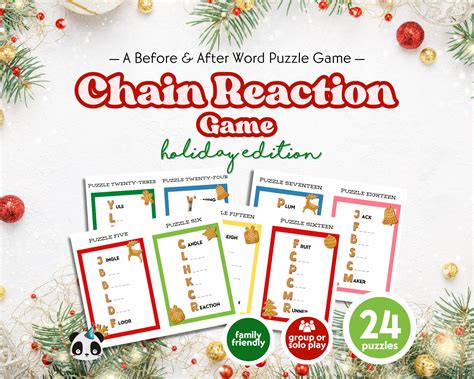 Chain Reaction Game Holiday Edition | Printable Game | Christmas Game ...