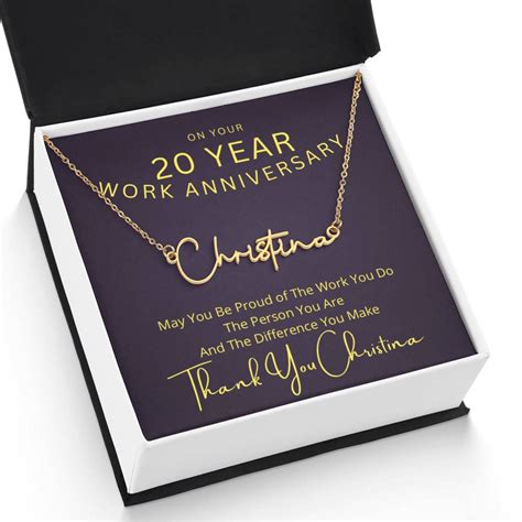20 Year Work Anniversary Necklace for Women 20 Years of Service Gifts ...