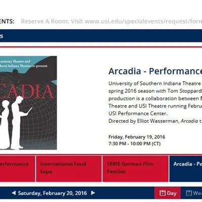 Event promotion on the USI calendar - University of Southern Indiana