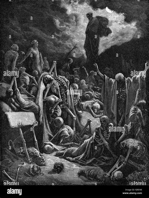 The prophet Ezekiel's vision of the Valley of Dry Bones (Ezekiel chapter XXXVII), illustration ... - illustration of ezekiel vision