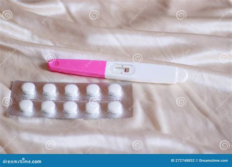 Negative Pregnancy Test Kit beside a Pack of Fertility Pills Stock Photo - Image of women ...