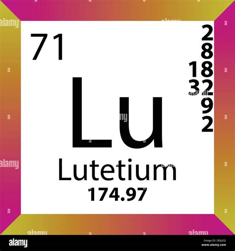 Lu Lutetium Chemical Element Periodic Table. Single vector illustration, colorful Icon with ...