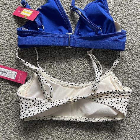 Xhilaration Women's Blue and White Swimsuit-one-piece | Depop