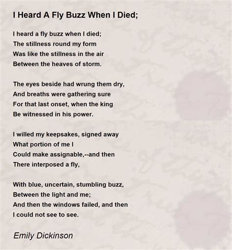 I Heard A Fly Buzz When I Died; Poem by Emily Dickinson - Poem Hunter