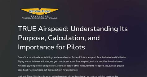 TRUE Airspeed: Understanding Its Purpose, Calculation, and Importance ...