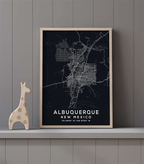 Map of Albuquerque, New Mexico, Evening (36×48) – Yaxa Colombia