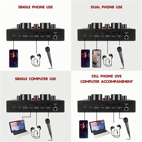 Buy V8 Sound Card Live Streaming Audio Mixer Headset Mic Webcast ...