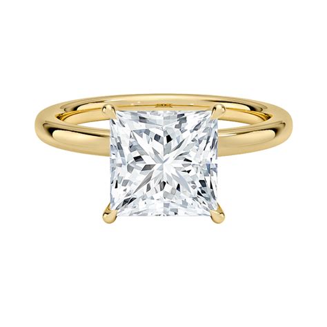 1 To 5 Ct Lab Grown Princess Cut Secret Halo 2mm Diamond Ring with Hid ...