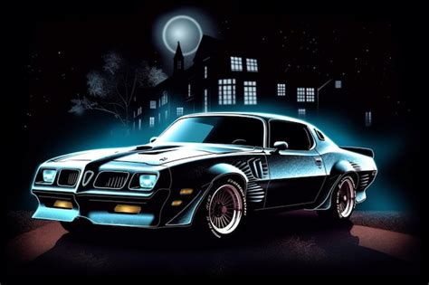 A black and white car with the words pontiac on the front. | Premium AI ...