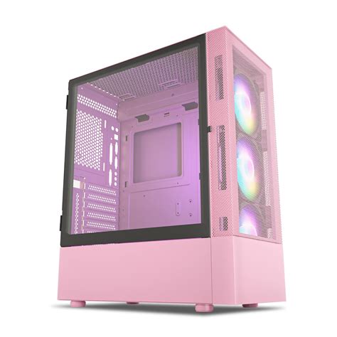 Buy Vetroo A03 Pink Mid-Tower ATX Gaming PC Case, Pre-Installed 3X ARGB ...