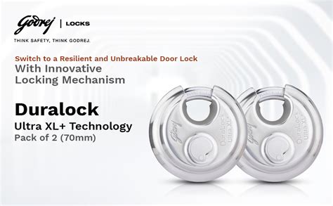 Godrej LocksI Duralock Ultra XL+ 70mm I 3 Keys I Duralock for Gate Lock ...