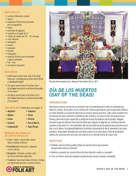 Muertos.2019 Spanish NEW - MATERIALES • cartulina (diferentes colores ...