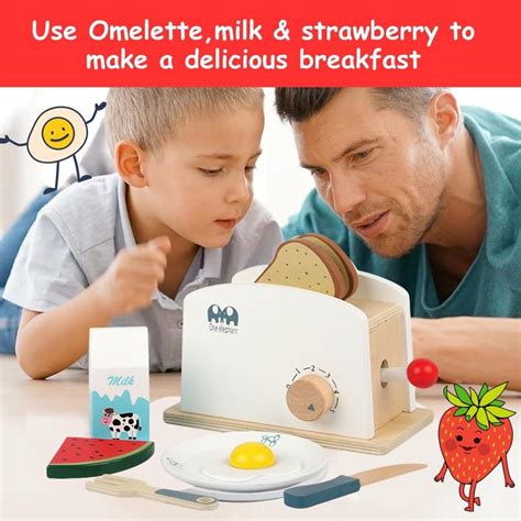 Toy Kitchen Wooden Toaster Play Set |Pretend Play Kitchen Set for Kids ...