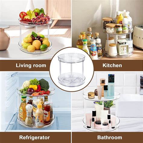 360 Degree Rotating Storage Tray (2 Tier, Clear) – House of quirk