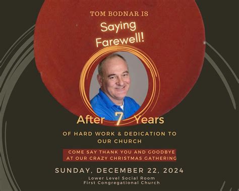 Farewell Gathering for Church Custodian Tom Bodnar, 255 W 10th St ...