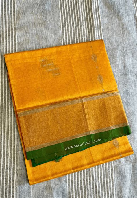 Golden yellow and green pure Mangalagiri silk saree – Silk Ethnics