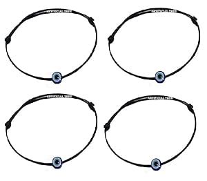 ARTIFICIAL TREE JEWELLERS Blue Evil Eye Charms Black Thread Anklet ...