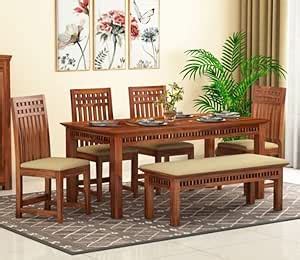 Adolph 6 Seater Dining Set with Bench : Amazon.in: Home & Kitchen