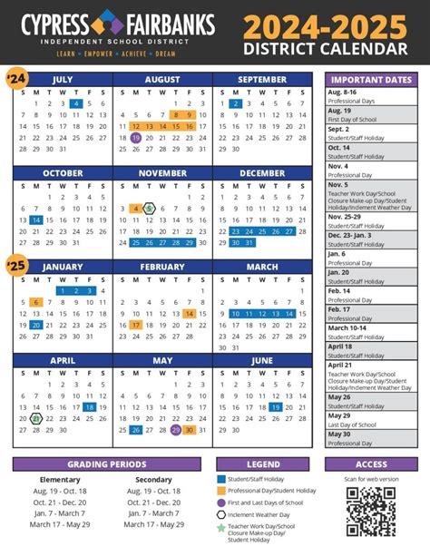 Cypress Fairbanks ISD Calendar 2025-2026 | Holidays