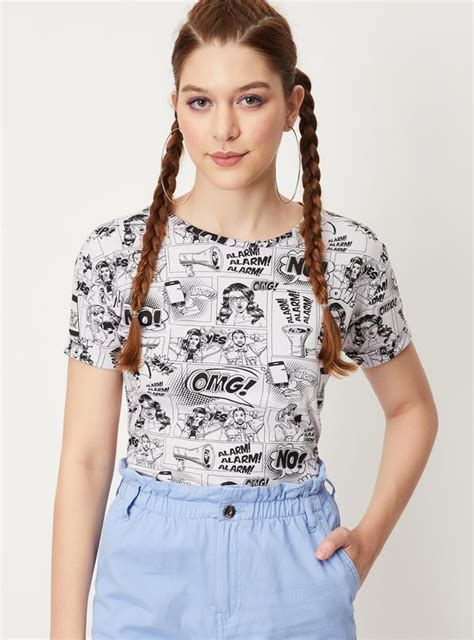 Buy Women All-Over Printed Crop T-shirt Online at just Rs. 399.0 ...
