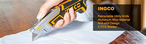 INGCO Box Cutter, Utility Knife, INGCO Pocket Knife retractable with 5 ...