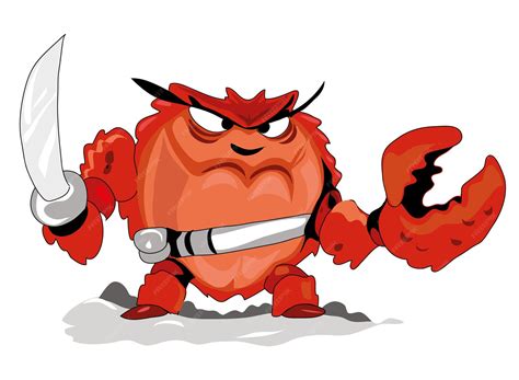 Premium Vector | A cartoon of a red crab with a knife in his hand.