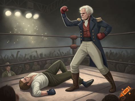 Andrew Jackson vs John Quincy Adams boxing for the presidency on Craiyon