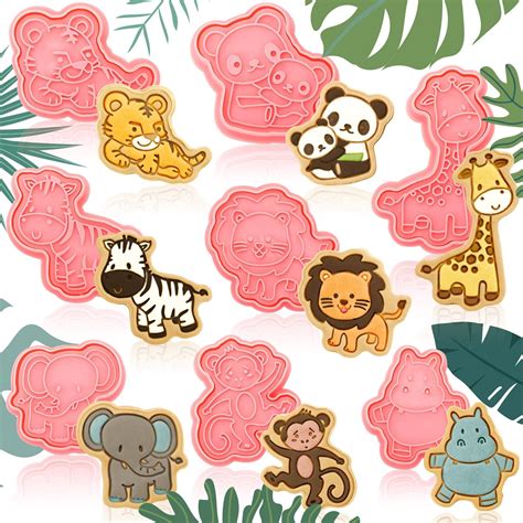 Amazon.com: Moose Goods Safari Animal Cookie Cutters with Stamps – 10 ...
