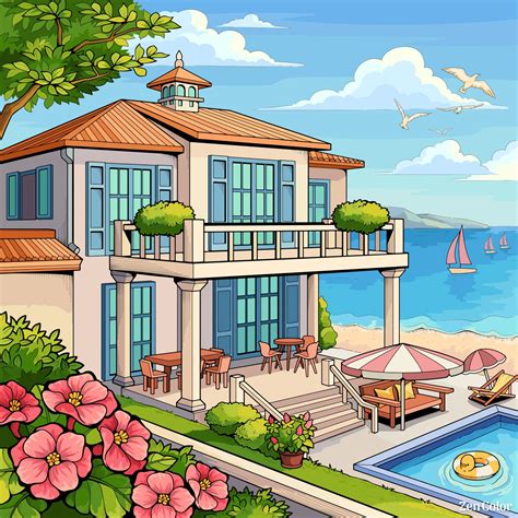 Dream House Drawing with a Pool