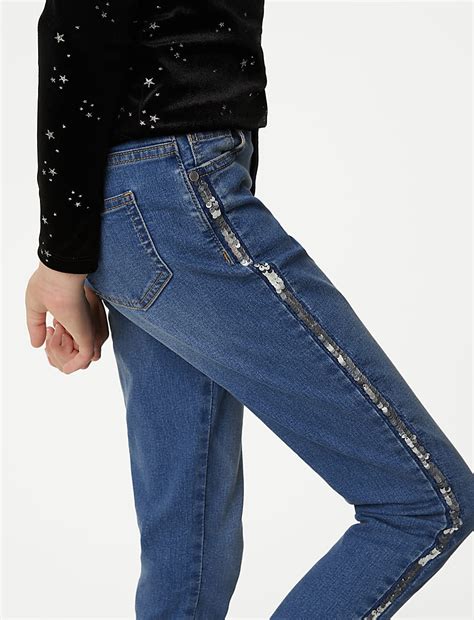 Buy Skinny Cotton Rich Sequin Jeans (6-16 Yrs) at Marks & Spencer