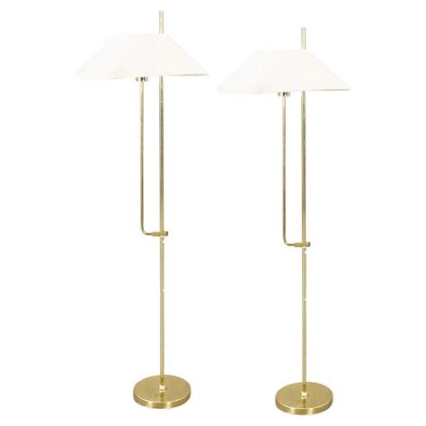 Pair of Scandinavian Mid-Century Modern Height Adjustable Floor Lamps ...