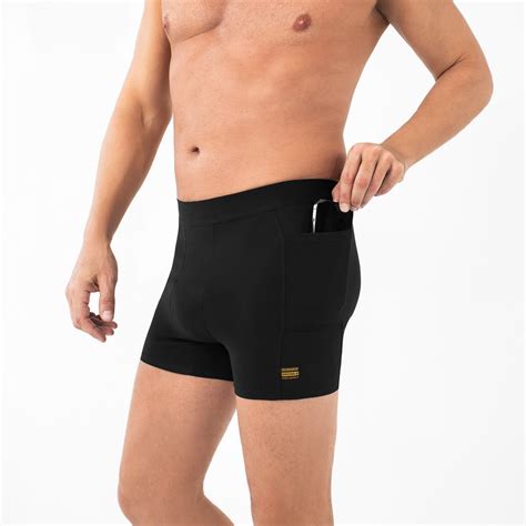 Men’s Pocket-Pro Boxer Briefs with Side Pockets | Black | Frank and Beans